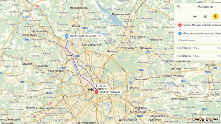 como fazer uma rota através de mapas Yandex de carro
