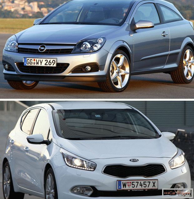 Comparação de carros Opel Astra GTC e Kia Sid GT